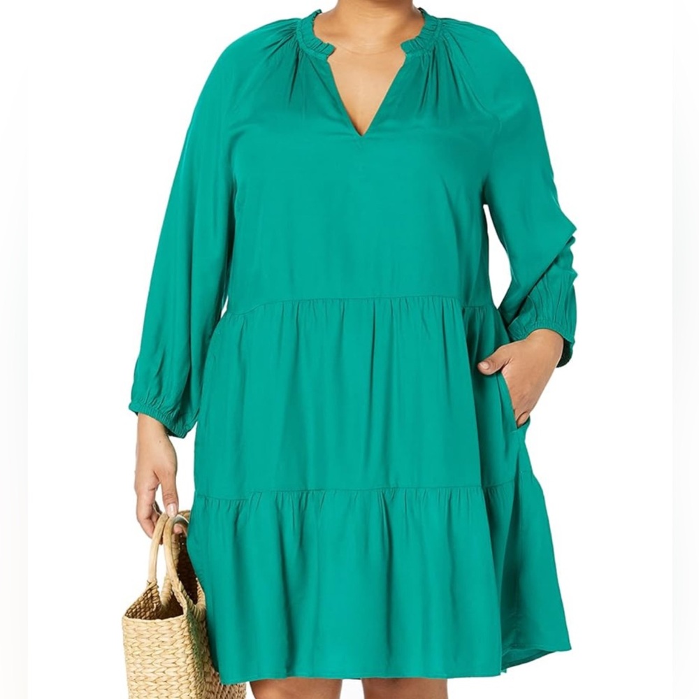 The Drop Women's @Caralynmirand Ruffle-Neck Tiered Mini Dress